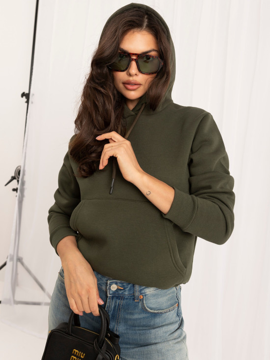 Khaki damska bluza z kapturem RUE PARIS