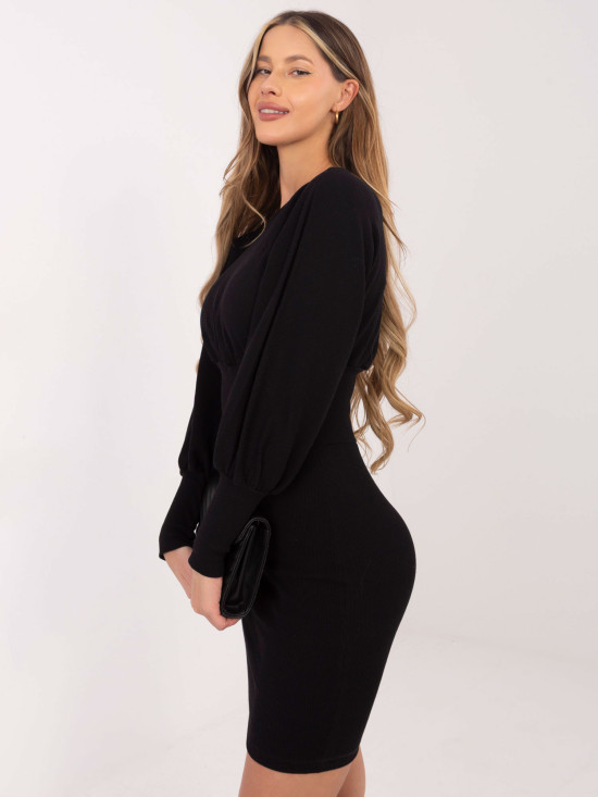 RUE PARIS Czarna sukienka w prążek