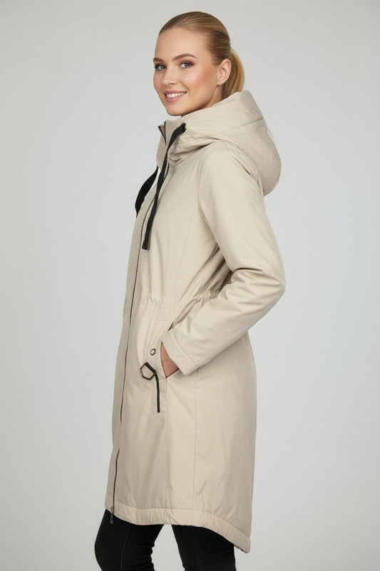 Kurtka jesienna z kapturem ecru