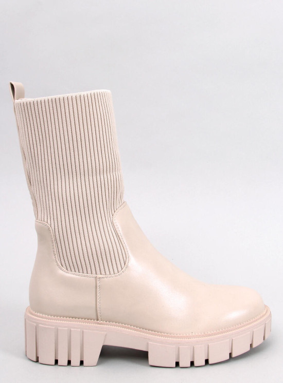 Botki skarpetkowa cholewka beige