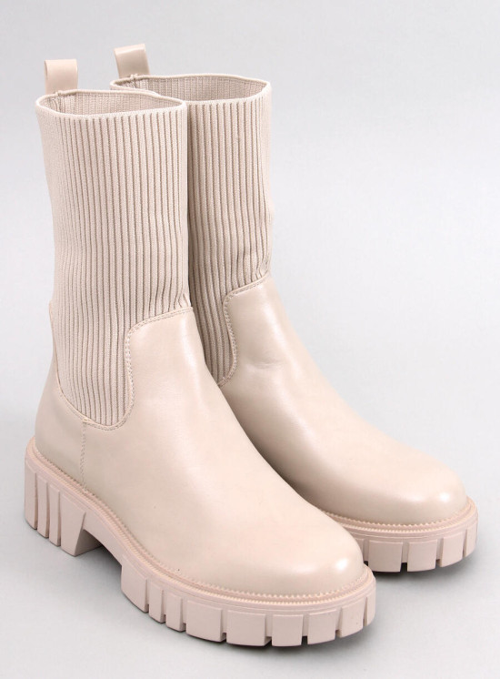 Botki skarpetkowa cholewka beige