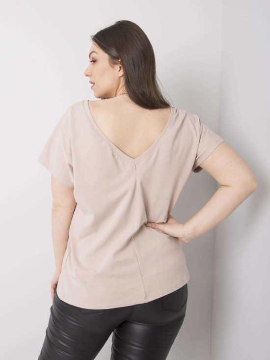 Beżowy plus size t-shirt z bawełny