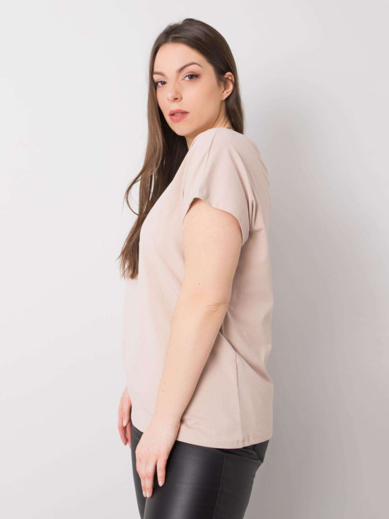 Beżowy plus size t-shirt z bawełny