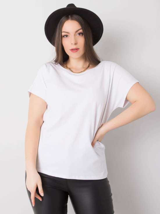 Biały plus size t-shirt z bawełny