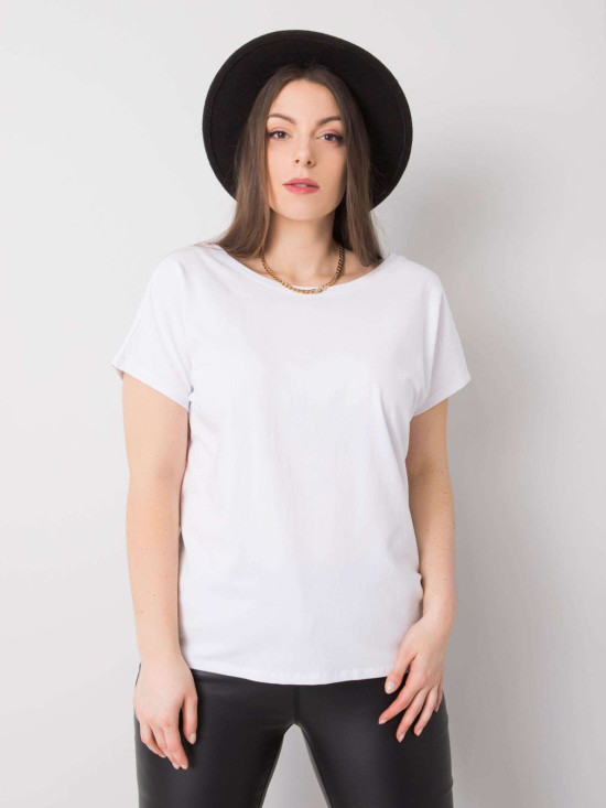 Biały plus size t-shirt z bawełny