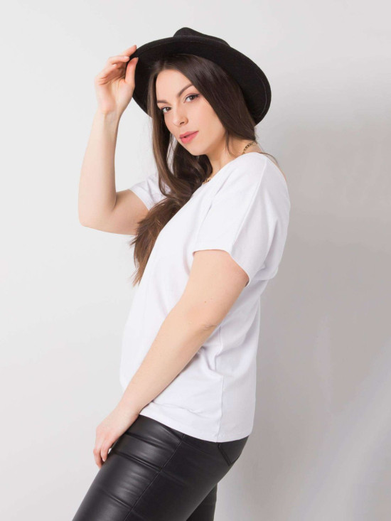 Biały plus size t-shirt z bawełny