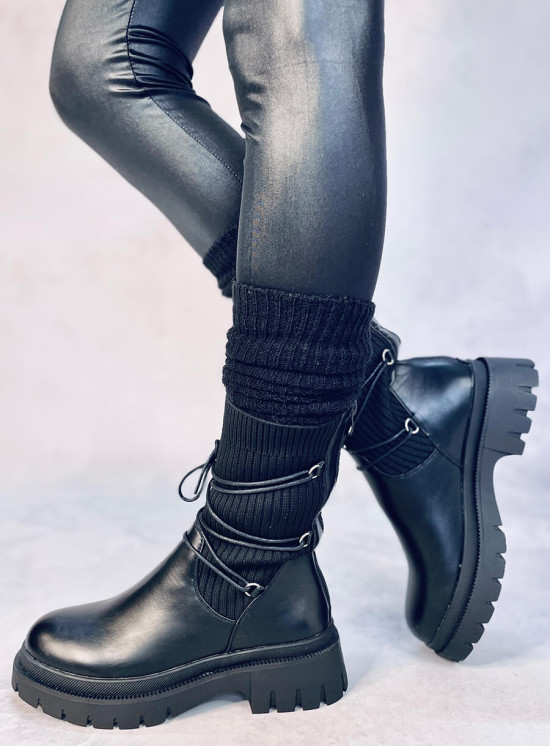 Botki ze skarpetkową cholewką DIANA BLACK