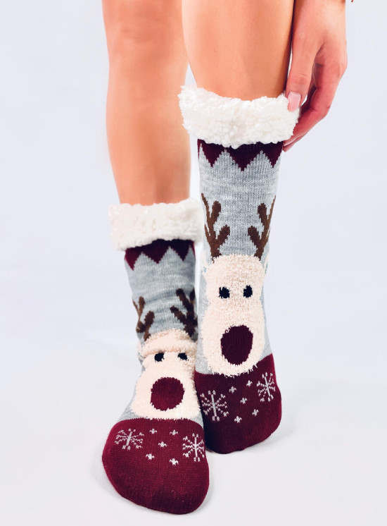 Skarpetki świąteczne z reniferem REINDEER SZARE