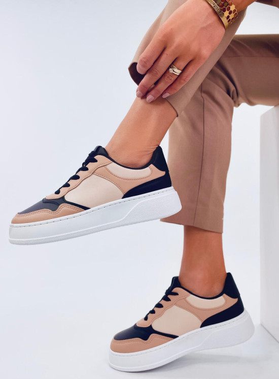 Sneakersy damskie pandy beż/czarny