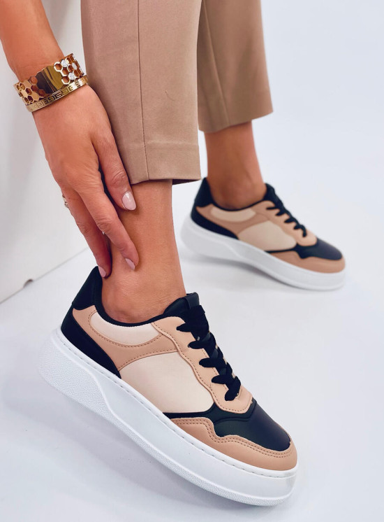 Sneakersy damskie pandy beż/czarny