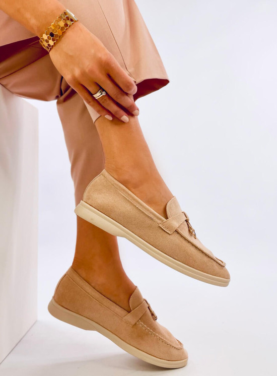 Miękkie mokasyny zamszowe GERDA  BEIGE