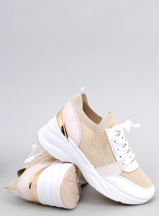 Sneakersy na koturnie beige