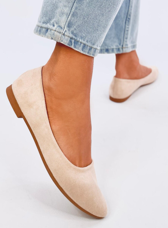 Baleriny ze skórzaną wkładką beige