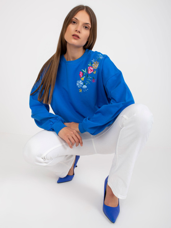 Ciemnoniebieska bluza bez kaptura bawełniana RUE PARIS