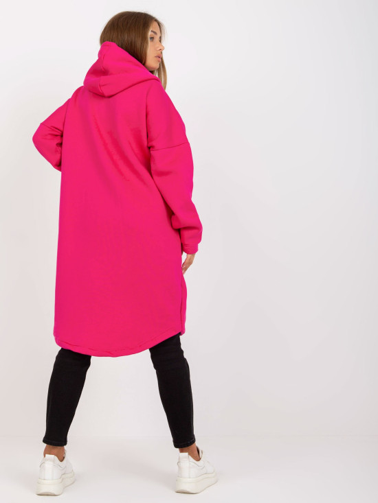 Fuksjowa dresowa bluza basic z kapturem Tina RUE PARIS