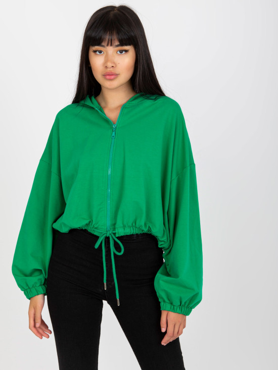 Zielona rozpinana bluza z kapturem RUE PARIS