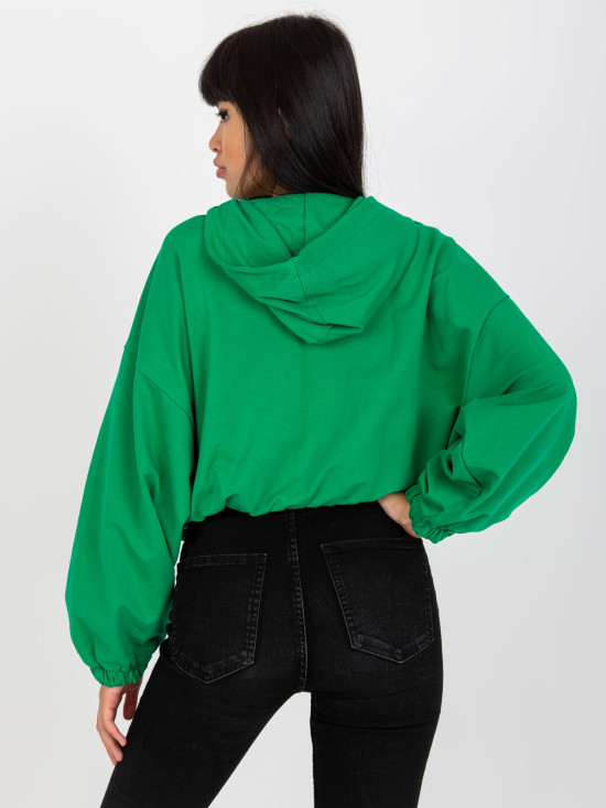 Zielona rozpinana bluza z kapturem RUE PARIS
