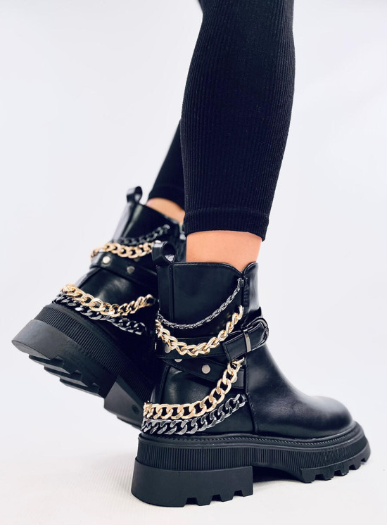 Botki militarne z łańcuszkami BLACK