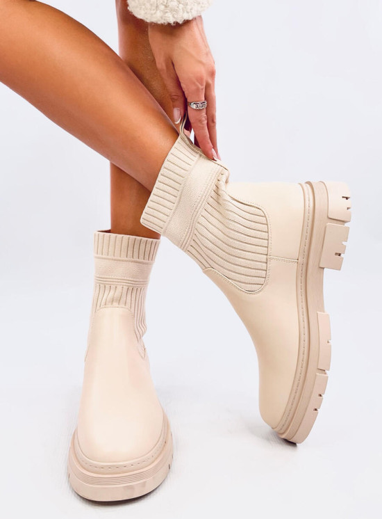 Botki z elastyczną cholewką DEMI BEIGE