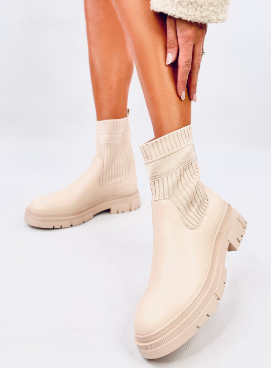 Botki z elastyczną cholewką DEMI BEIGE