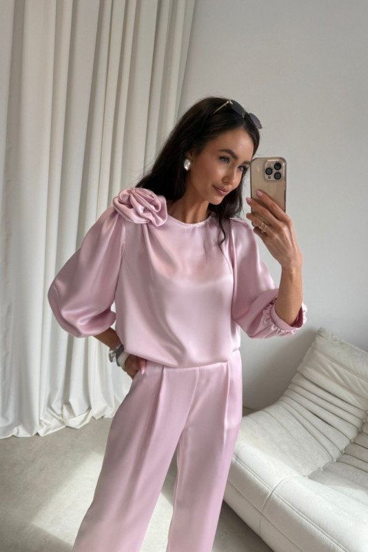 Jasnoróżowe eleganckie spodnie Elsa