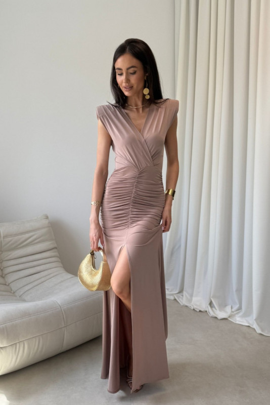 Noelia – maxi sukienka w kolorze mokka