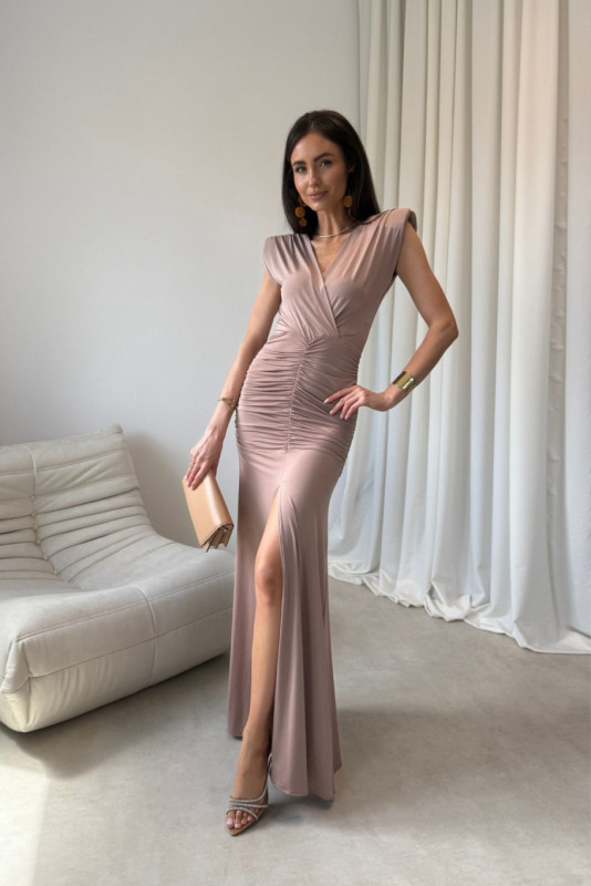 Noelia – maxi sukienka w kolorze mokka