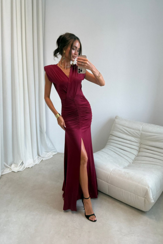 Noelia – bordowa maxi sukienka