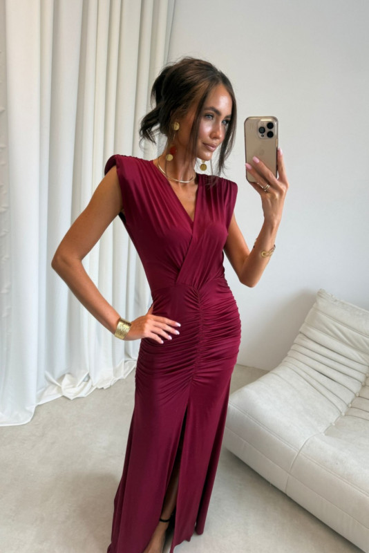 Noelia – bordowa maxi sukienka