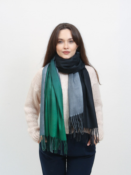 Dwustronny kolorowy szal damski GREEN/BLUE