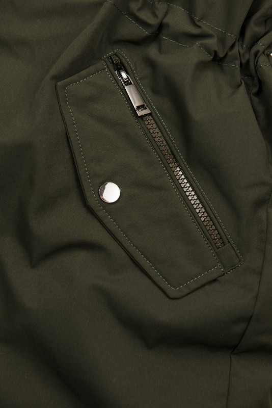Khaki parka z odpinanym futerkiem wzdłuż zapięcia