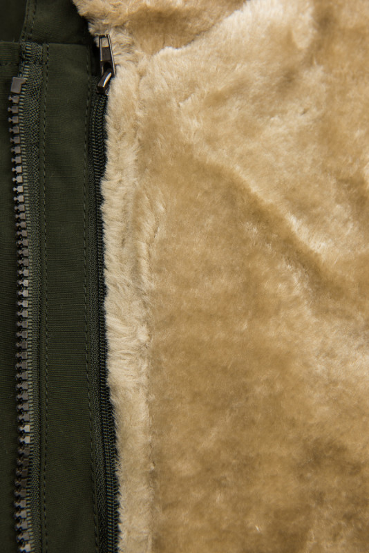 Khaki parka na jesień/zimę z odpinaną podszewką