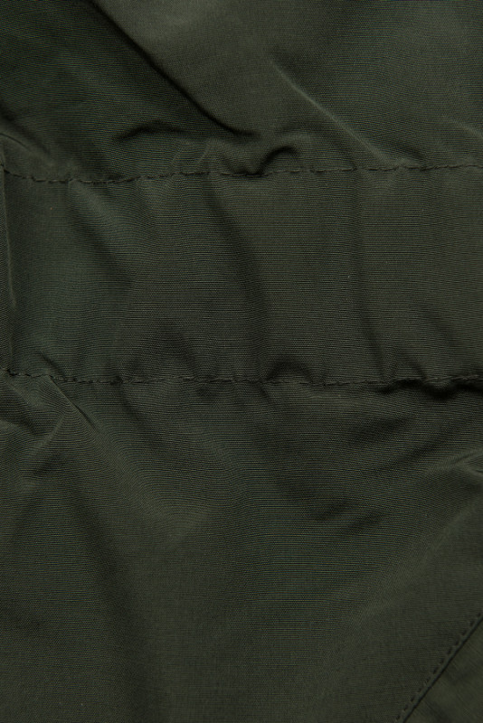 Khaki zimowa parka z brązowym pluszem