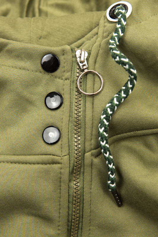 Khaki długa bluza  z zapięciem na zamek