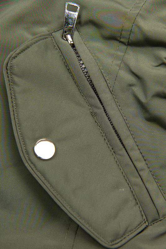 Dwustronna parka przejściowa khaki/czarna