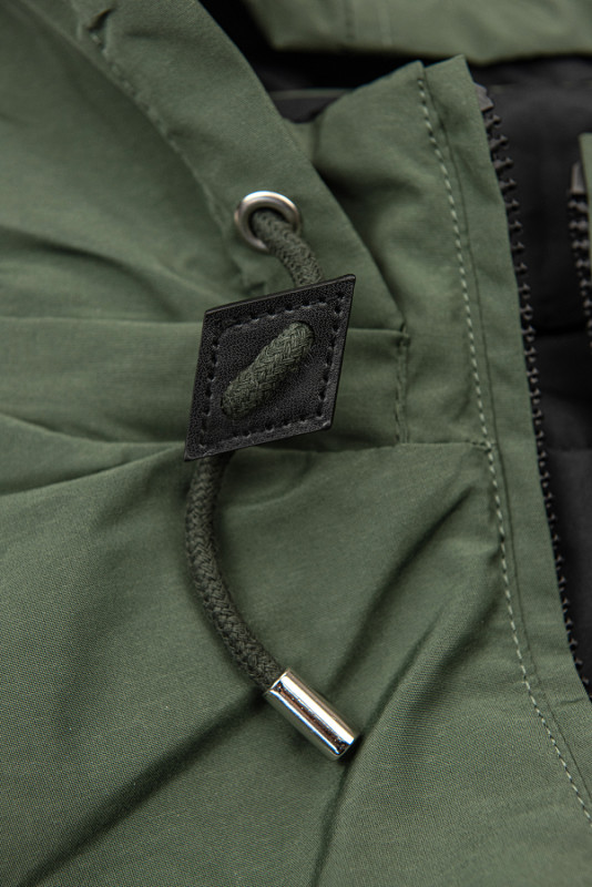 Lekka dwustronna parka przejściowa khaki/czarna