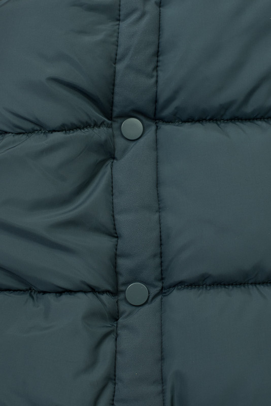 Szara długa kurtka zimowa z futerkiem