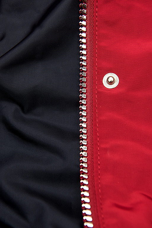 Czerwono/granatowa basic wiosenna parka z kapturem