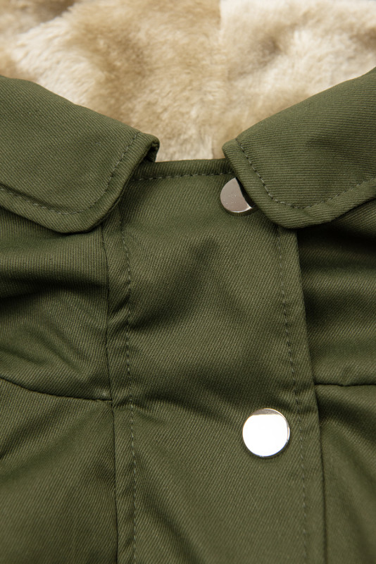 Khaki parka z odpinaną pluszową podszewką