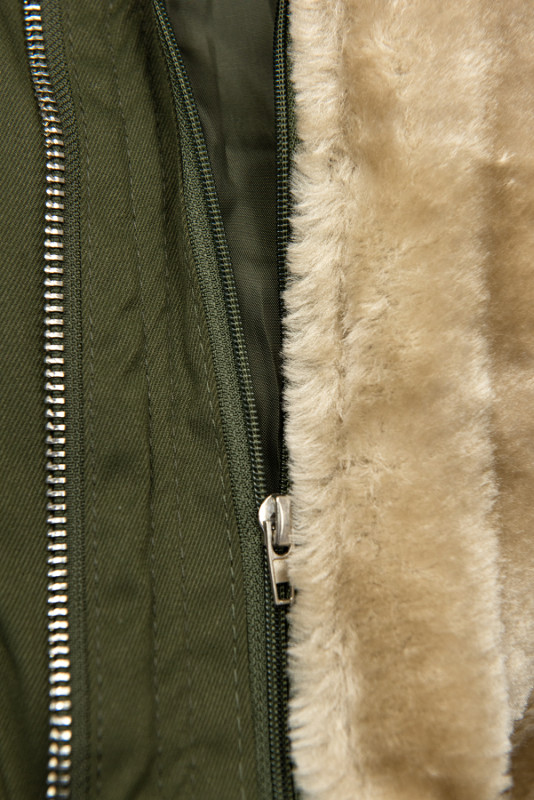 Khaki parka z odpinaną pluszową podszewką