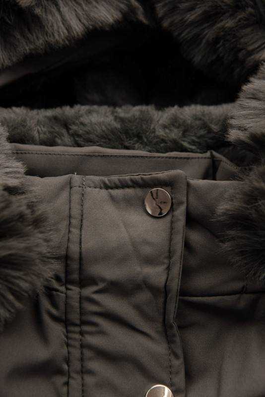 Khaki parka dziecięca z futerkiem