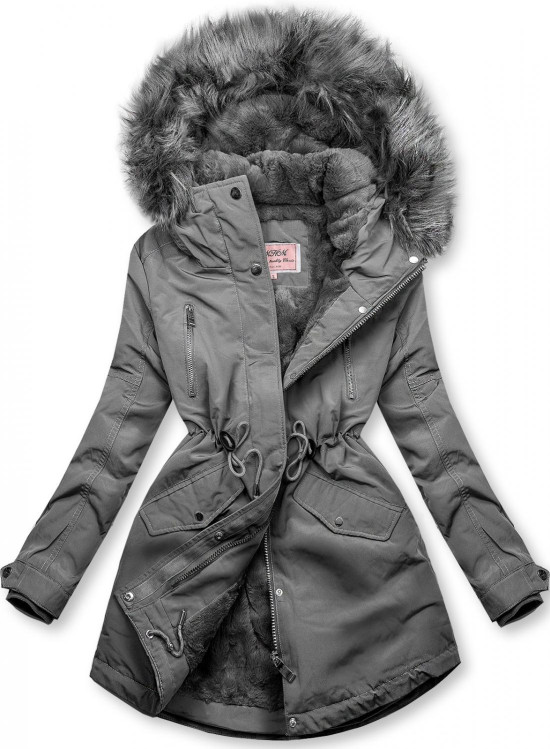 Szara ocieplana parka zimowa