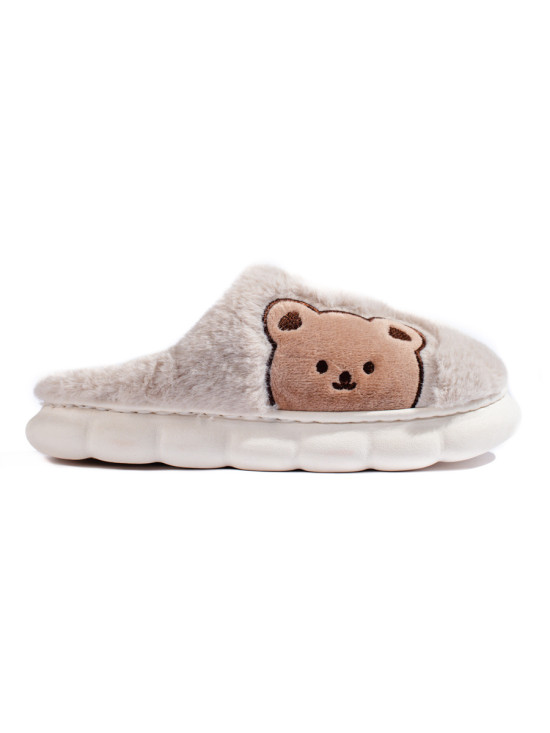 Kapcie damskie z misiem beżowe BEAR