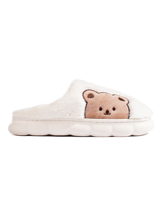 Kapcie damskie z misiem białe BEAR