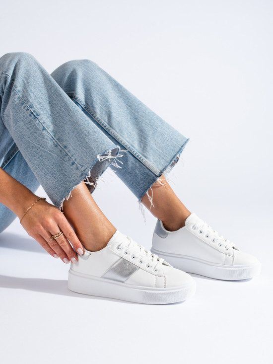 Białe damskie buty sneakersy na platformie