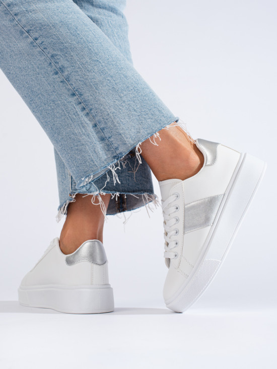 Białe damskie buty sneakersy na platformie