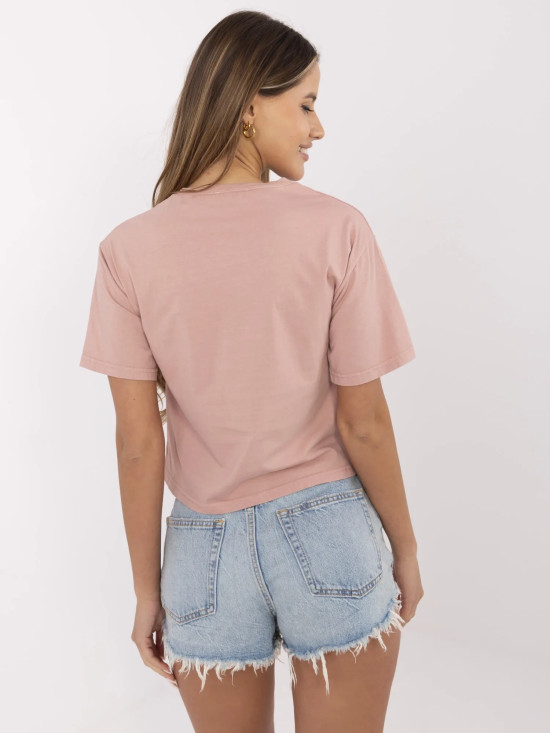 RUE PARIS Różowe t-shirt z printem