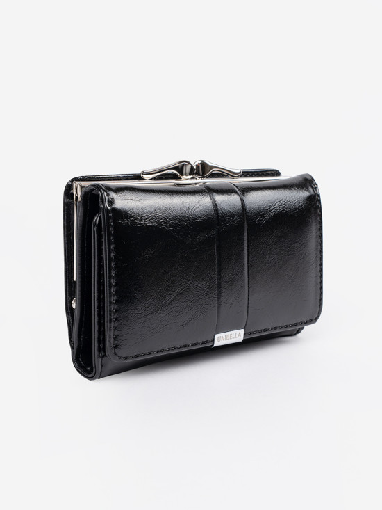 Elegancka czarna portmonetka z ekologicznej skóry