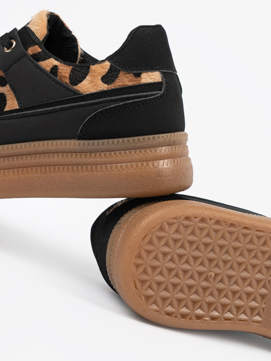 Damskie czarne sneakersy z panterką