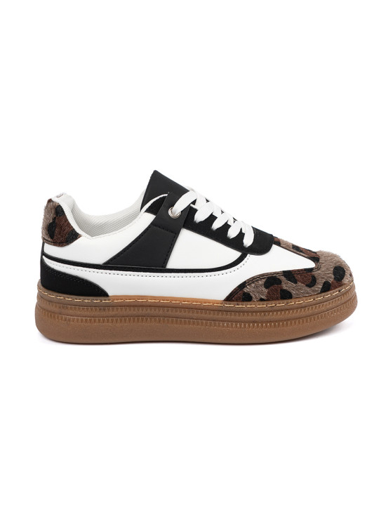 Biało-czarne sneakersy z panterkowymi wstawkami